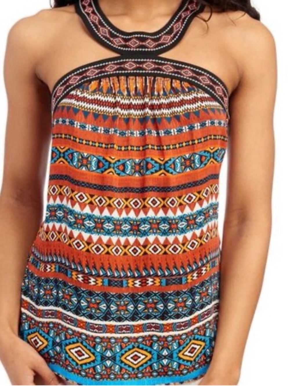 LAUNDRY/SHELLI SEGAL T-Back Aztec Print Halter Top Size Small